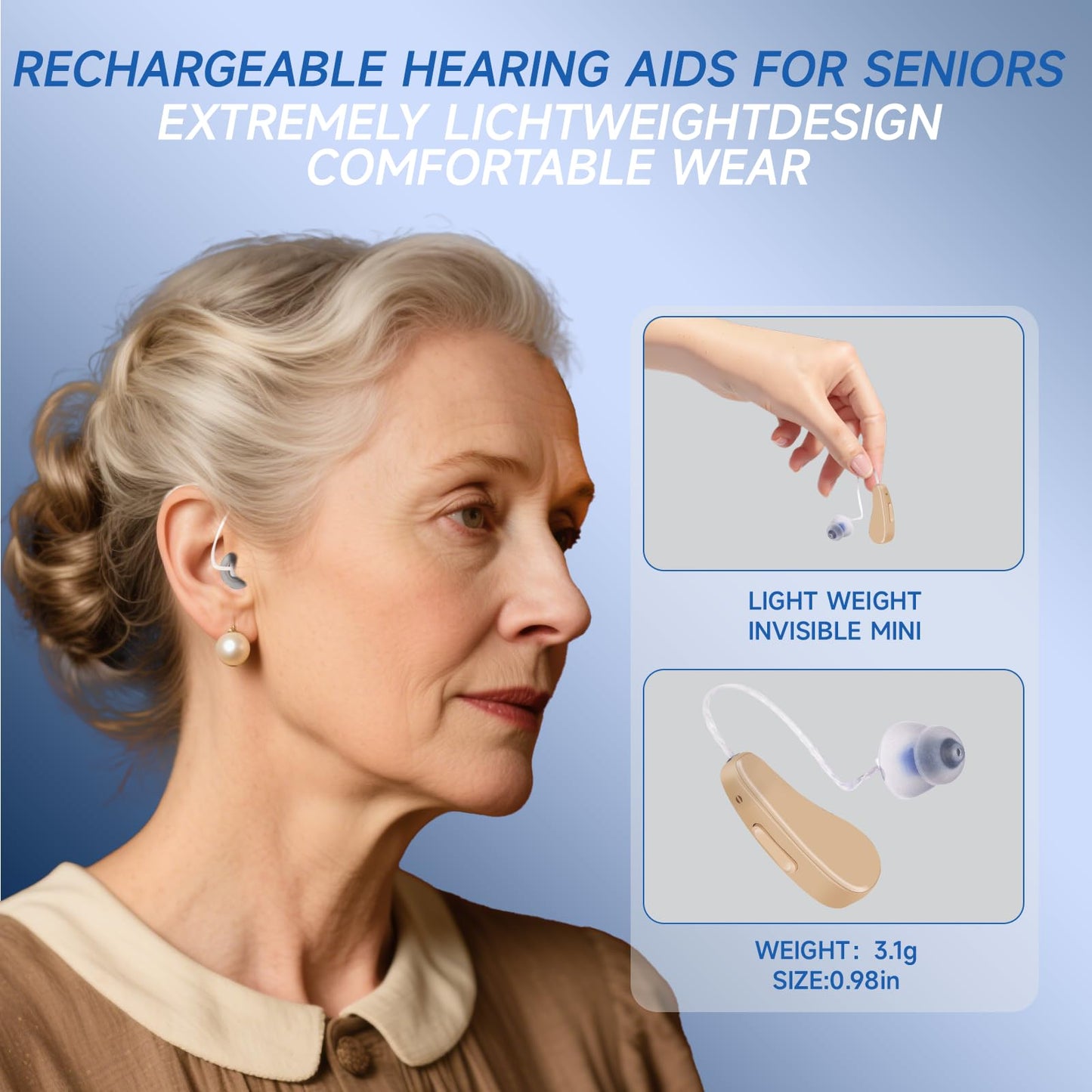 Aserbene Hearing Aids for Seniors Rechargeable – OTC Hearing Devices with Noise Cancelling, Easy to Use, Comfortable & Lightweight Design for Clear Daily Hearing