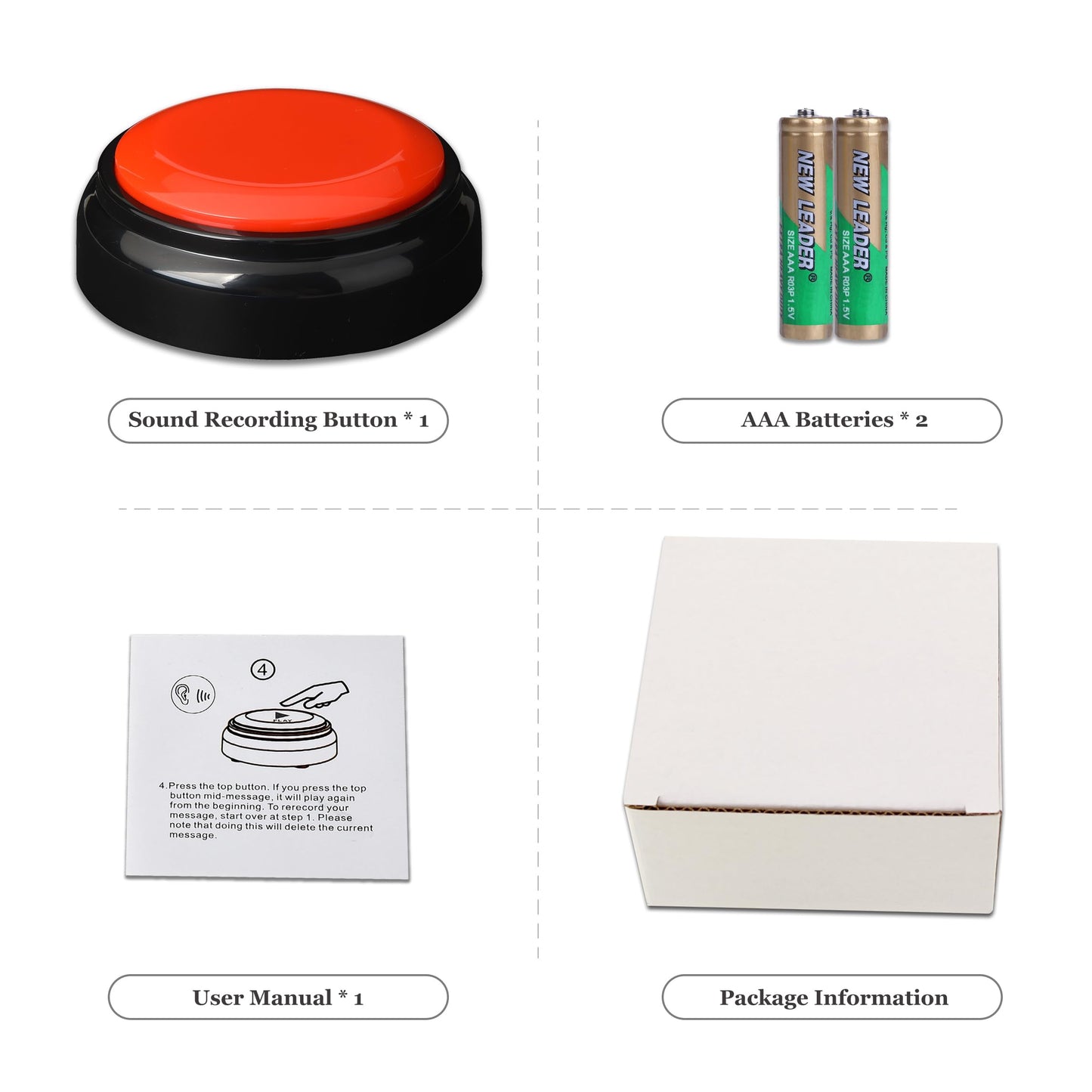 Red Record Buttons Recordable Button 30 Second Recording Buttons for Classroom Encouragement Words Desk Learning Record Daily Task