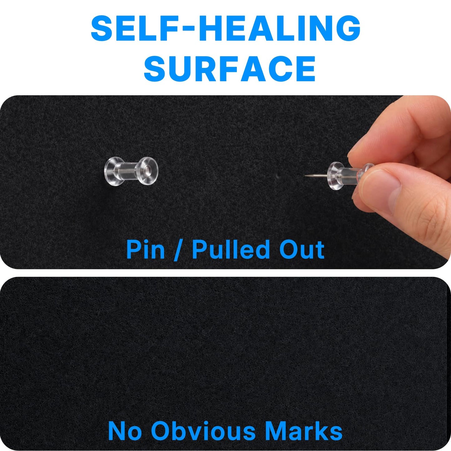 OWLKELA 36 x 24 inch Felt Bulletin Board, Self-Adhesive Pin Board with 20 Pushpins, Cork Board Alternative for Office Home School, Black