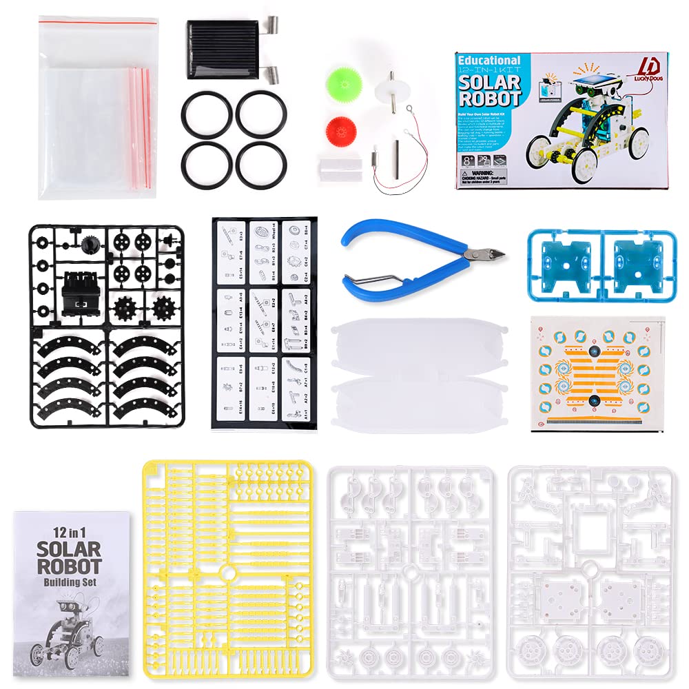 Lucky Doug Toys for Ages 8-13,12-in-1 STEM Solar Robot Kit Toys Gifts for Kids 8 9 10 11 12 13 Years Old, Educational Building Science Experiment Set Gifts for Kids Boys Girls