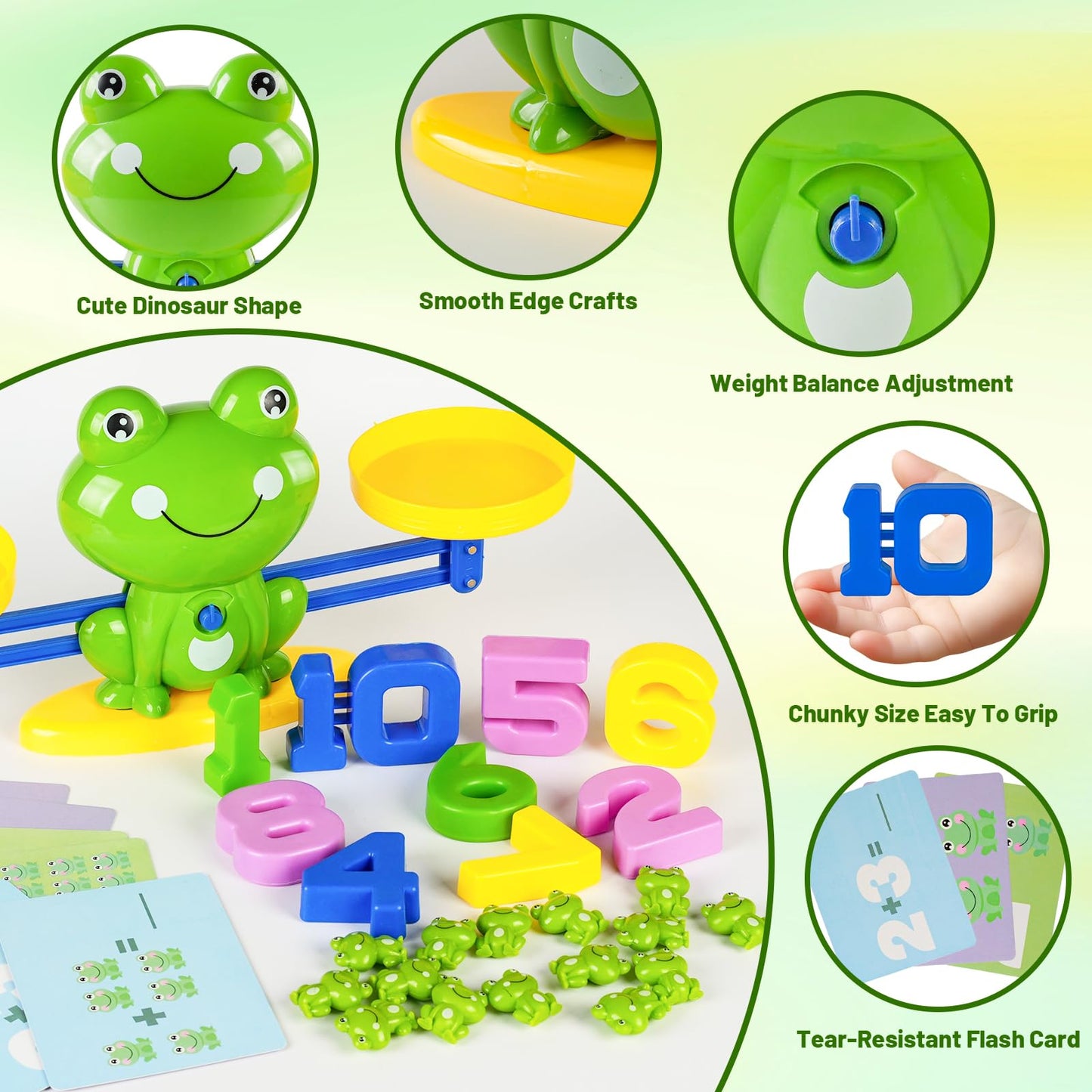 ISMETACU Frog Balance Math Toy for Preschool – Cool Counting Manipulatives and STEM Learning Materials for Kids Ages 5-7, Fun Number Match Activity for Pre-K Classroom and Early Education Centers