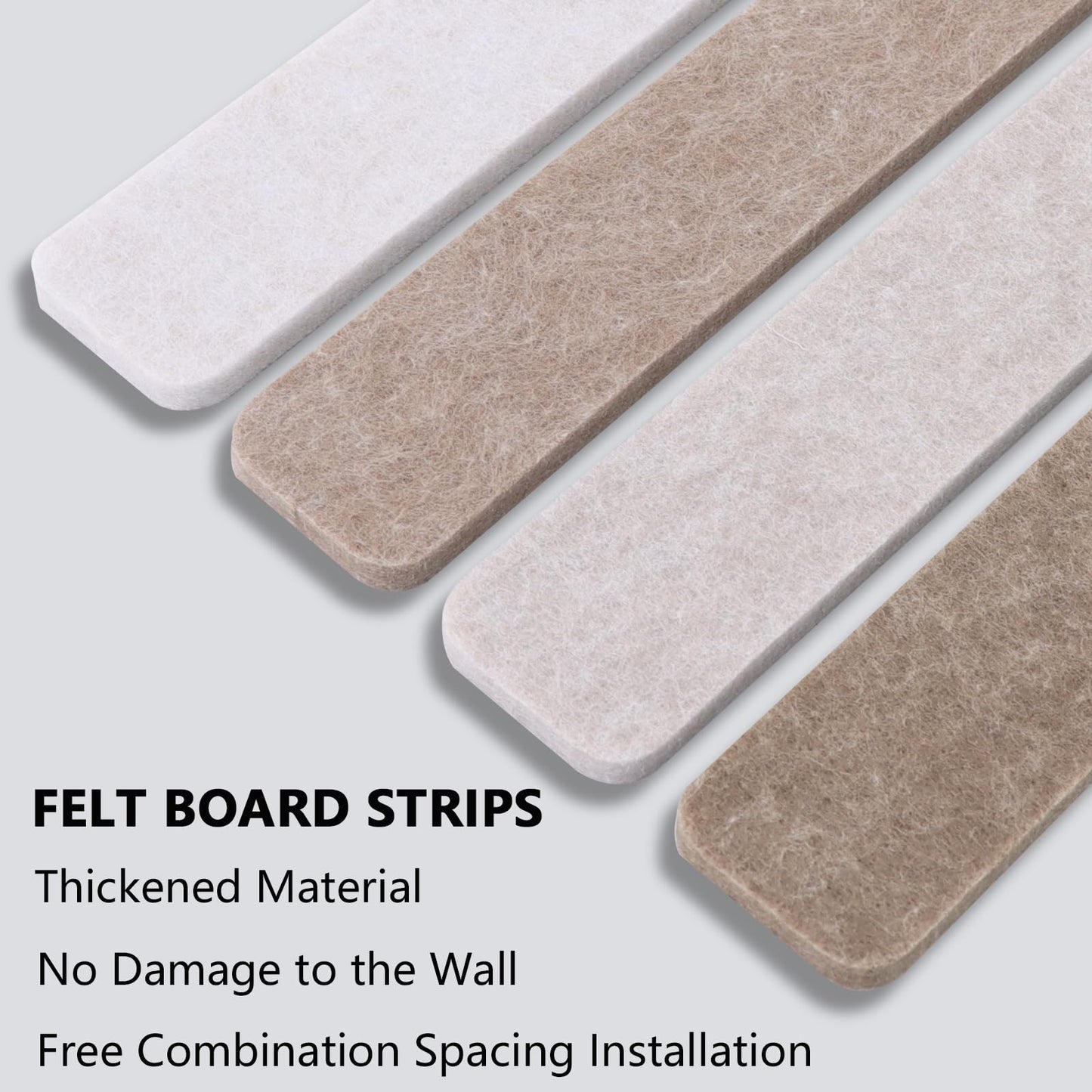 Vuzvuv 8 pcs Bulletin Board Bar Strips No Adhesive Backing with Glue Points ，Self Adhesive Cork Board for Wall，Felt Pin Board for School，Office Decor(Mix-Brown)