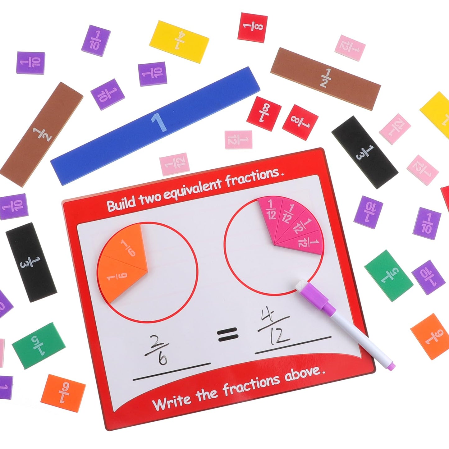 Magnetic Math Fraction Manipulatives, Magnet Fraction Circles Tiles Plus 14 Activity Card, Fractions Puzzle Learn & Compare, Tool Math Teachingroom Manipul Homeschool Elementary Supplies