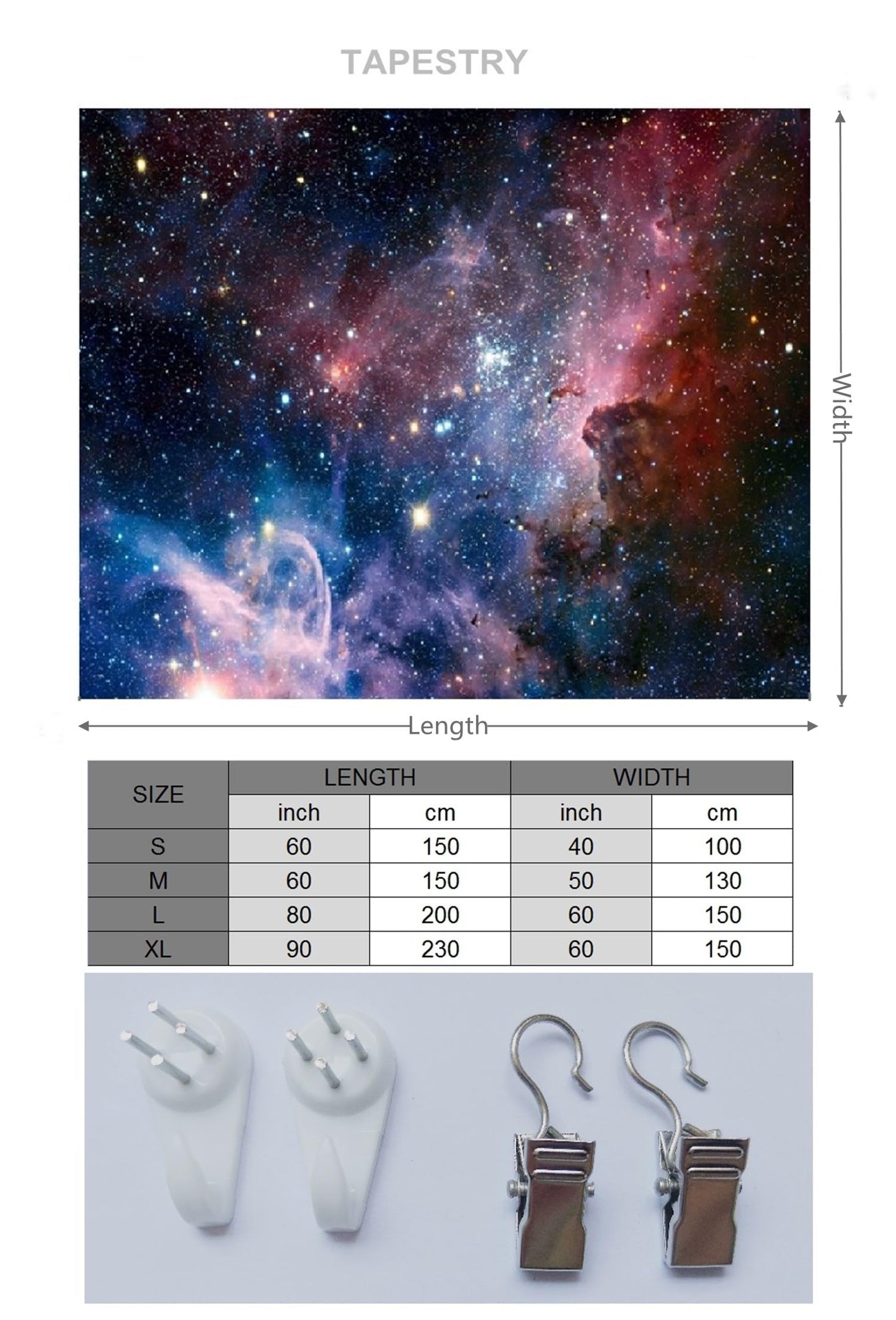 goodbath Space Tapestry, Universe Star Galaxy Tapestries Wall Hanging for Bedroom Living Room Dorm, 60" x 50",Colorful
