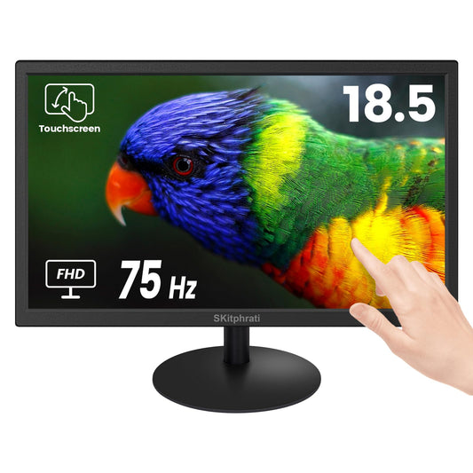 SKitphrati 18.5 Inch Touchscreen Monitor HD 1366x768, VESA Wall Mountable, 10-Points Computer Touch Screen PC Display with Type-B HDMI VGA Port, 75Hz Desktop Touch Display, Black