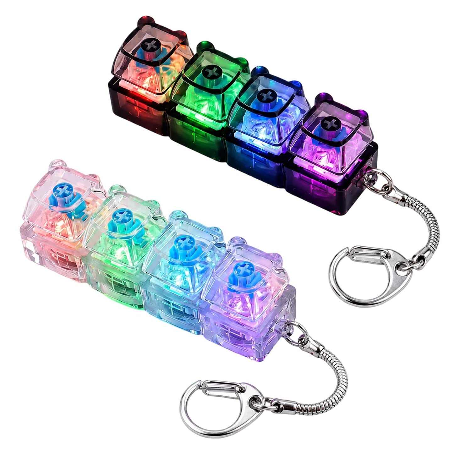 WmerWmn 2 PCS Keyboard Fidget Toy for Adults, 4-in-1 Stress Relief Clicker Toy, Keyboard Button Finger Clicker for Anxiety Relief, Sensory Decompression Toy for Adults