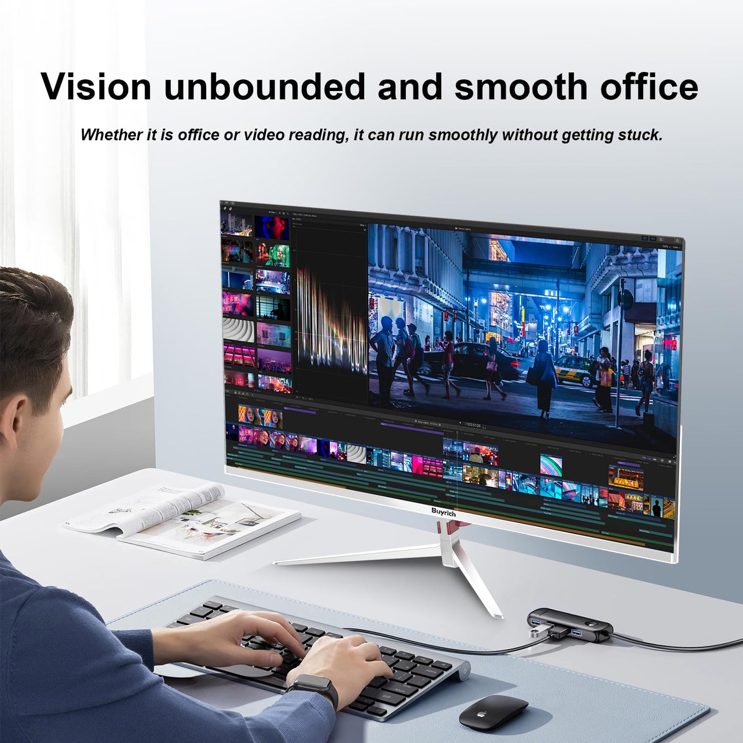 BUYRICH 27 Inch Computer Monitor 100Hz IPS FHD 1080P,Built-in Speakers, Frameless Gaming Monitor with FreeSync/G-Sync Compatible, HDR10, HDMI/DP Ports, VESA Mount, Tilt Adjustable