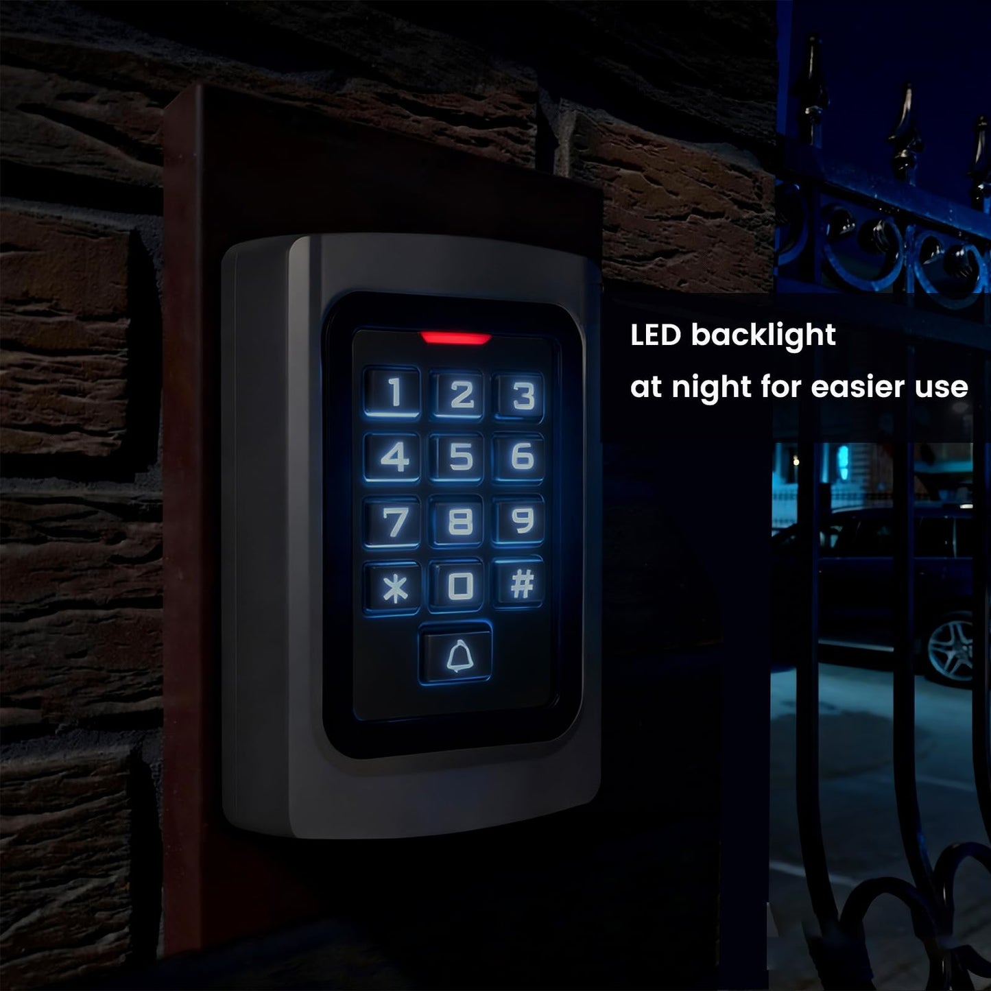 WiFi Access Control Keypad, 12V DC Wireless WiFi TUYA Door Keypad, PIN Code & ID Card Metal Key pad, IP68 Waterproof, 2000 Users, for Garage Door, Gate Opener and Access Control Systems