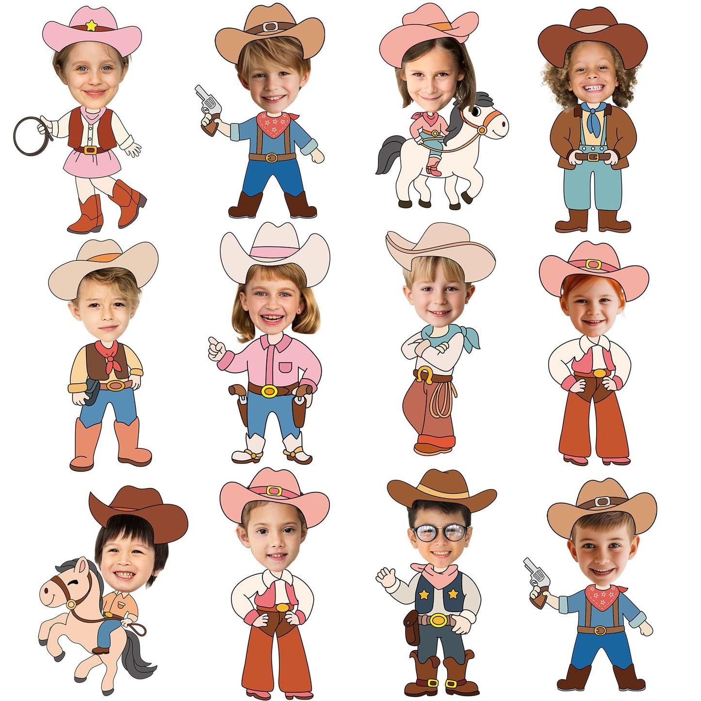 60pcs Western Theme DIY Cutouts Cowboy Cowgirl Hat Bulletin Board Decoration Set Wild Western Paper Cut-Outs Classroom Decor for Boy Girl DIY Photo Craft Kindergarten School Wall Door Supplies