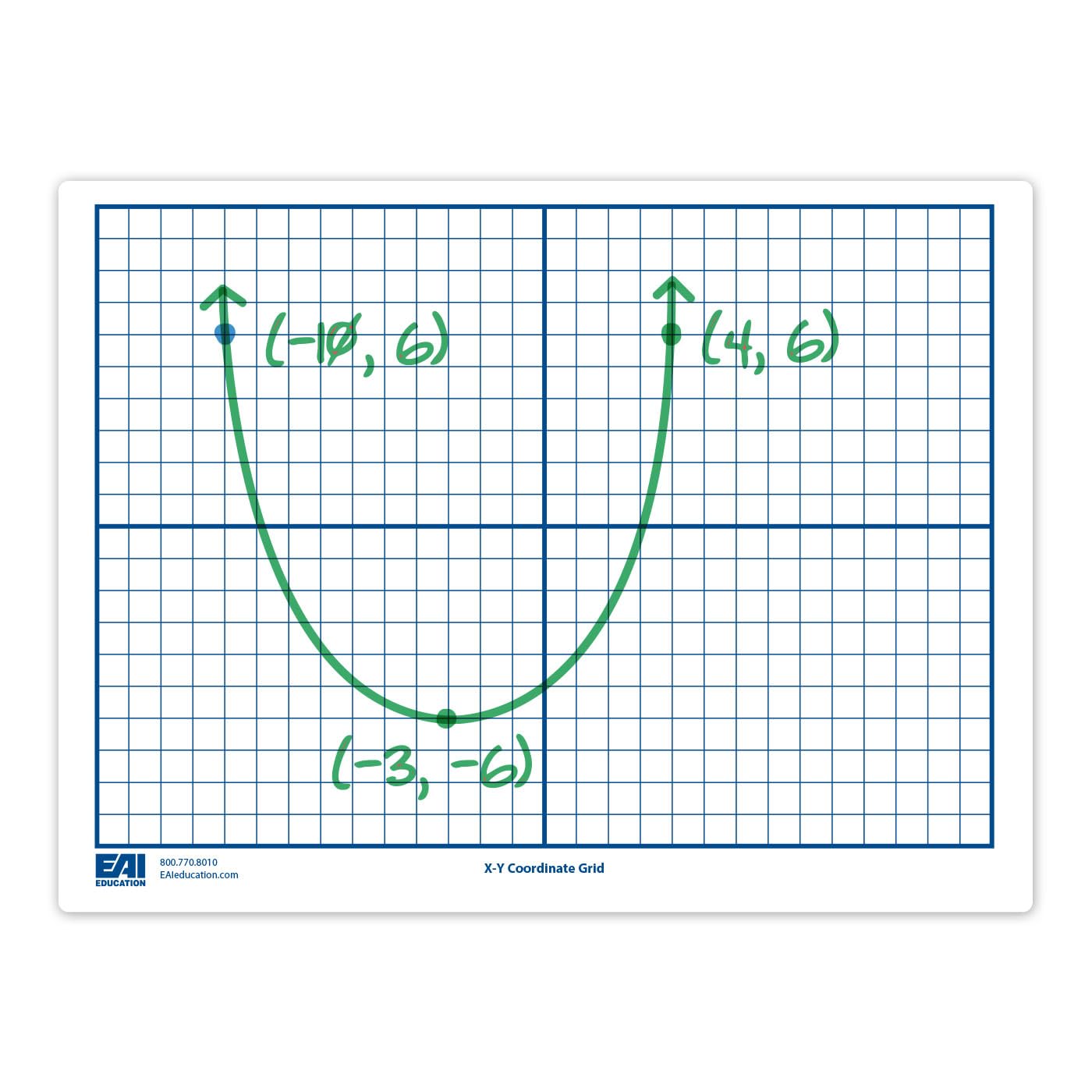 EAI Education X-Y Coordinate Grid Flexible Dry-Erase Boards: 9" x 12" Double-Sided - Set of 30