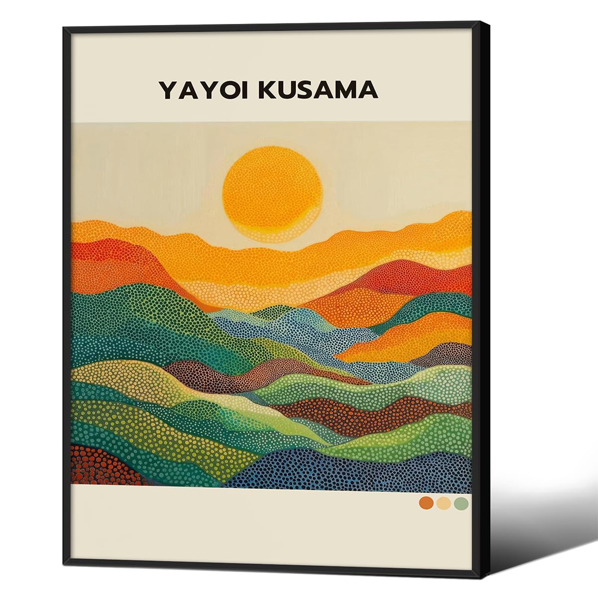 Yayoi Kusama1986 Wall Art Japanese Gallery Exhibition Wall Decor Yayoi Kusama Poster Abstract Landscape Canvas Print for Japanese Home Bedroom Decorations Artwork12x16in Black Framed