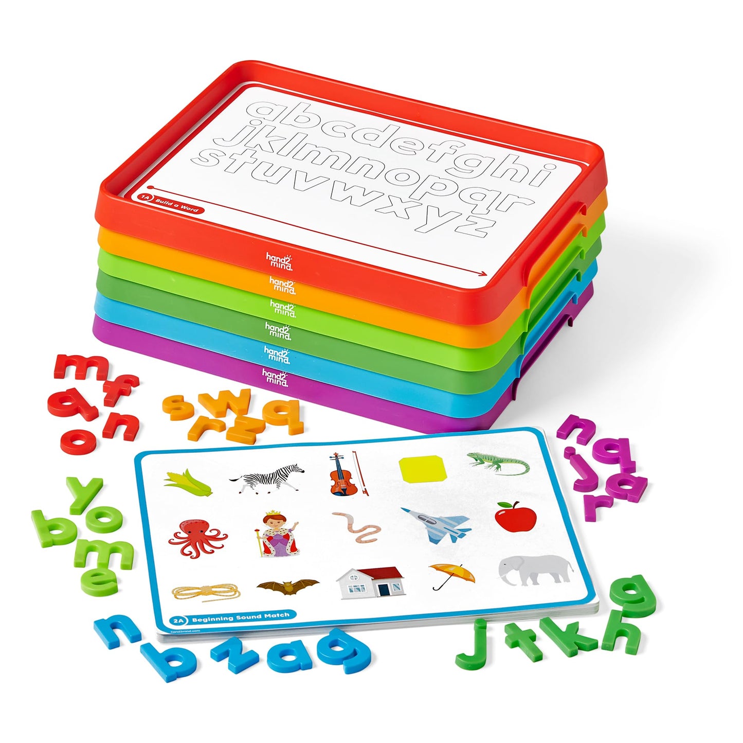 hand2mind Alphabet Word Work Small Group Set, Lowercase Magnetic Letters, Magnetic Letter Trays, Phonics Manipulatives, Phonemic Awareness Activities, Science of Reading Classroom Materials (Set of 6)