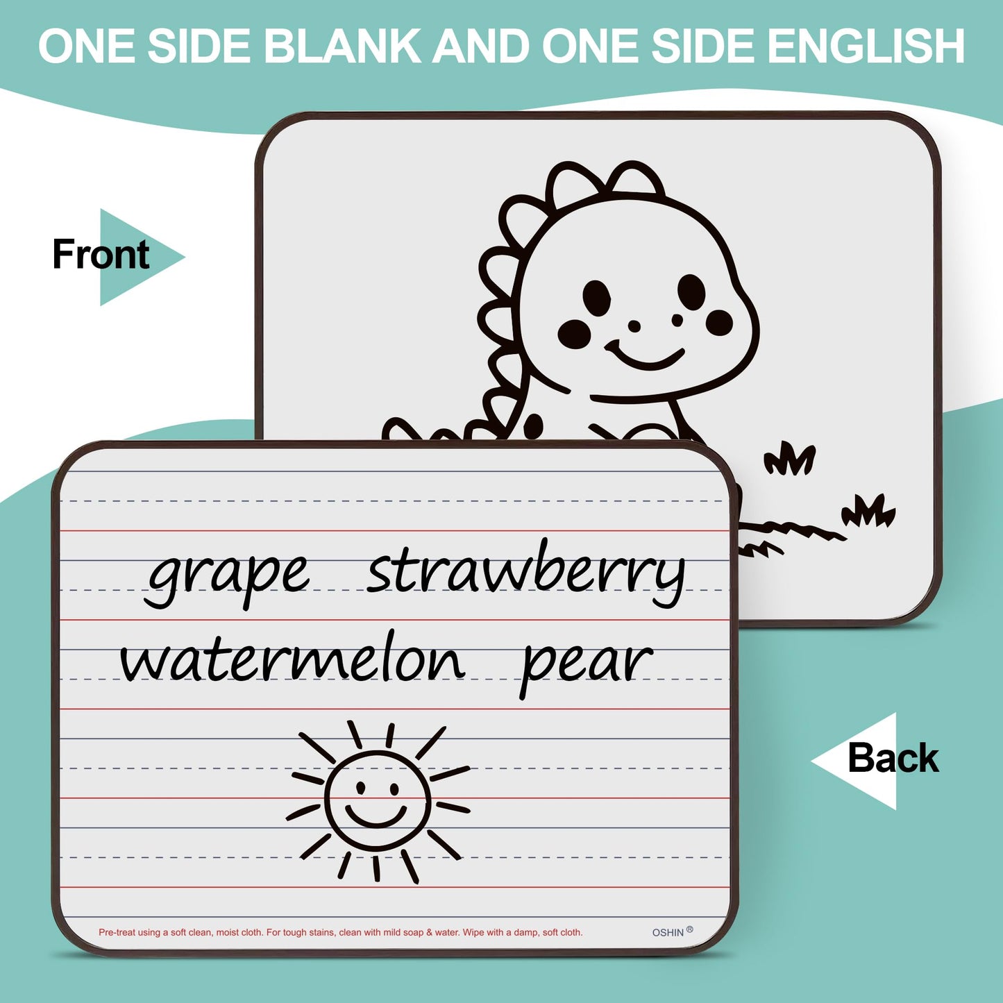 12 Pack Small White Boards, 9"x12" Double Sided Magnetic Dry Erase Boards Personal Handheld Whiteboards with Lines for Kids, Students, Teacher School, Include 12 Markers, 12 Erasers, 12X52 Pcs Letters