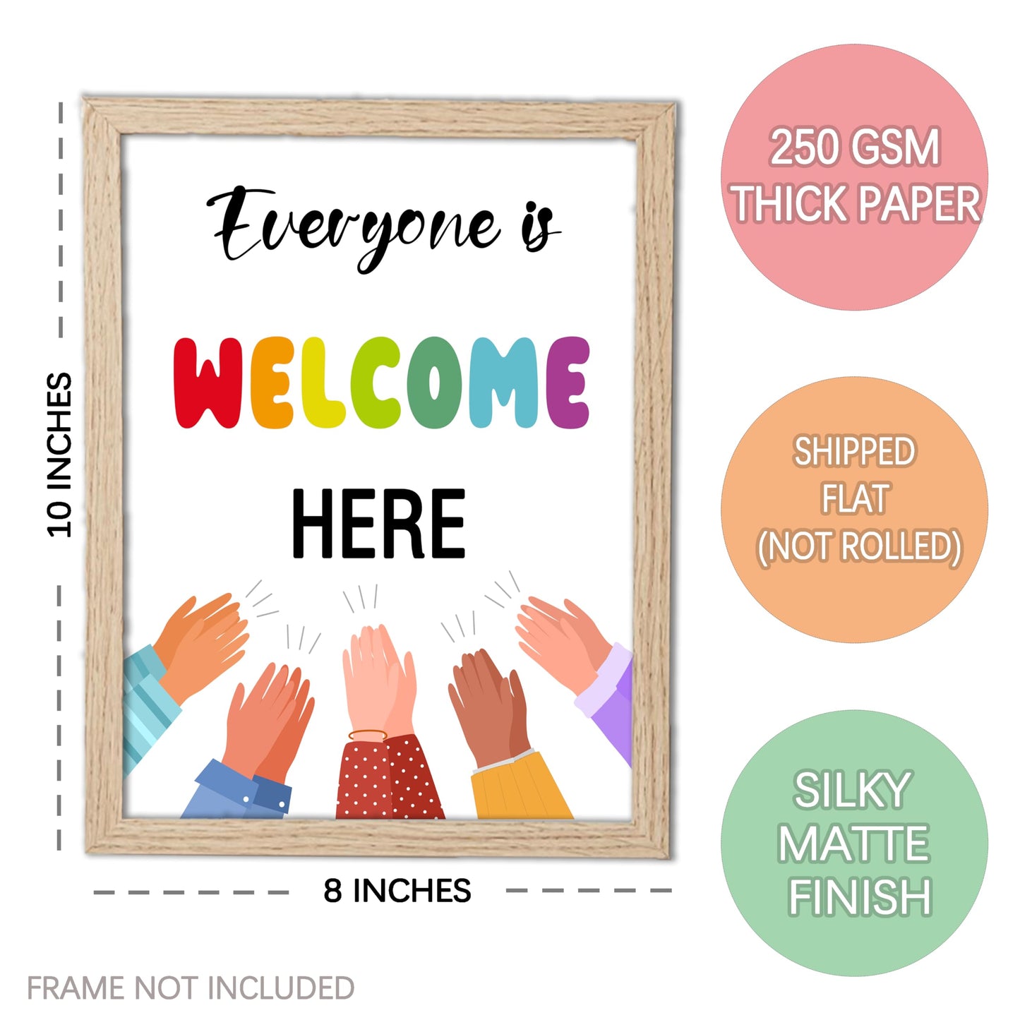 KDMAZH 6 Classroom Posters - Kindness & Diversity for Elementary Classroom Decor, 8x10Inch, Unframed