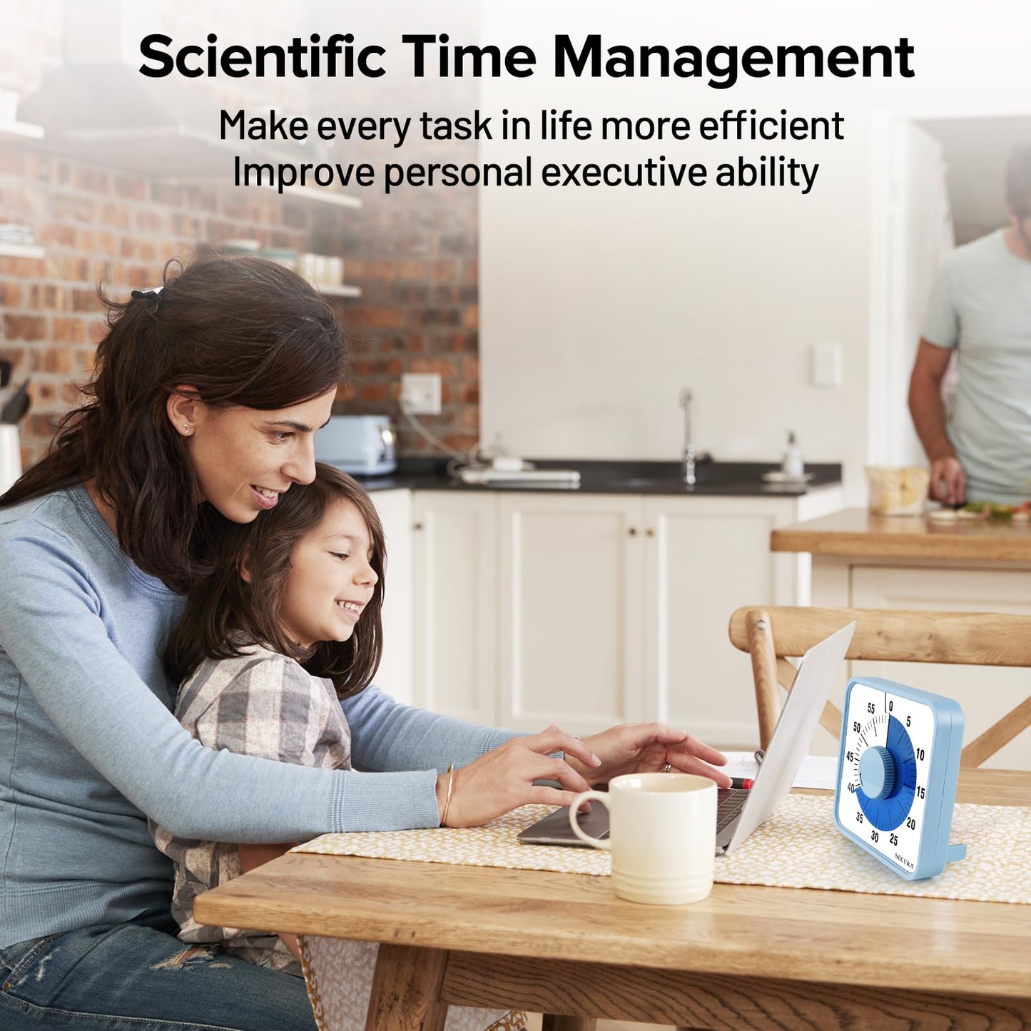 Secura 60-Minute Visual Countdown Timer, 7.5-Inch Oversize Classroom Visual Timer for Kids and Adults, Durable Mechanical Kitchen Timer Clock with Magnetic Backing (Navy Blue)