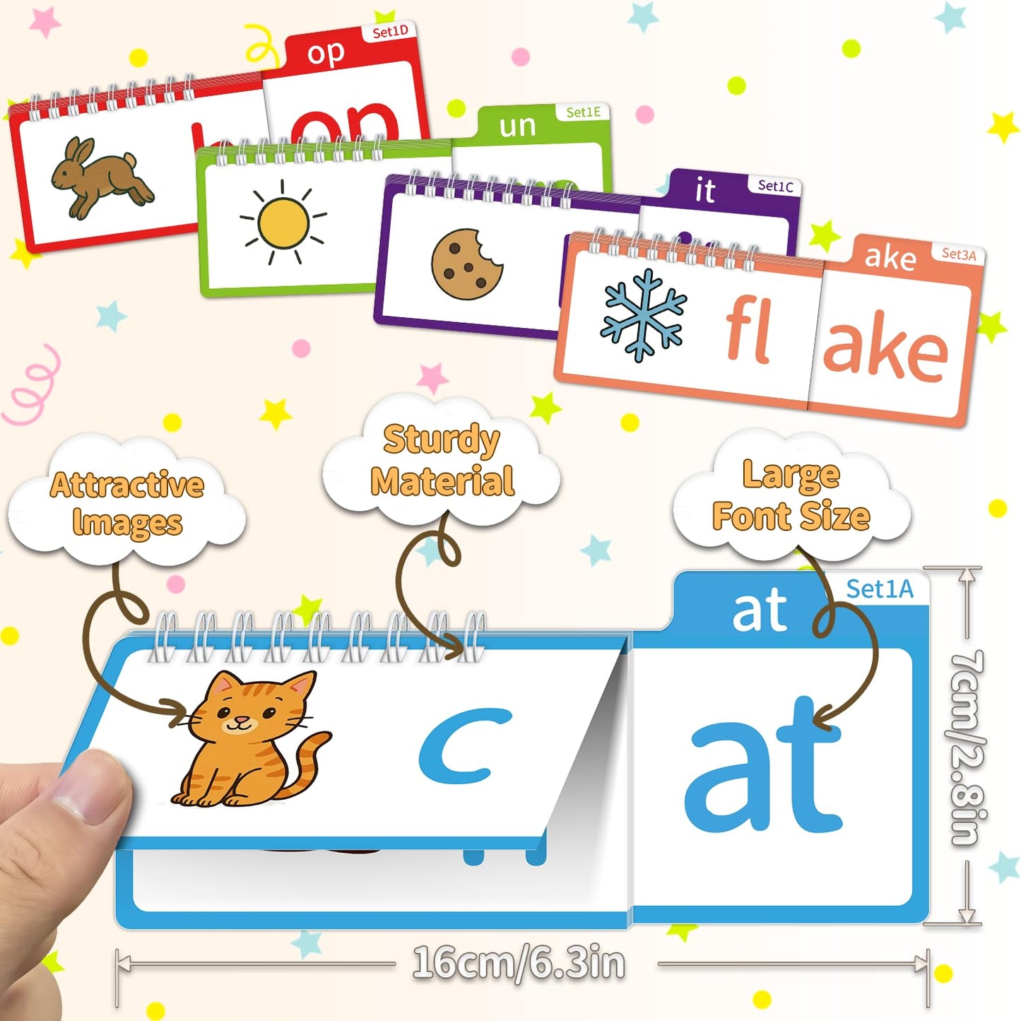 Phonics Flash Cards & Word Family Build Book, 40 Read & Rhyme Flip Books, Learn to Read for Kids Ages 3-8, Engaging Educational Tools for Preschool-Kindergarten, Fun Sight Word Games & Phonics Games