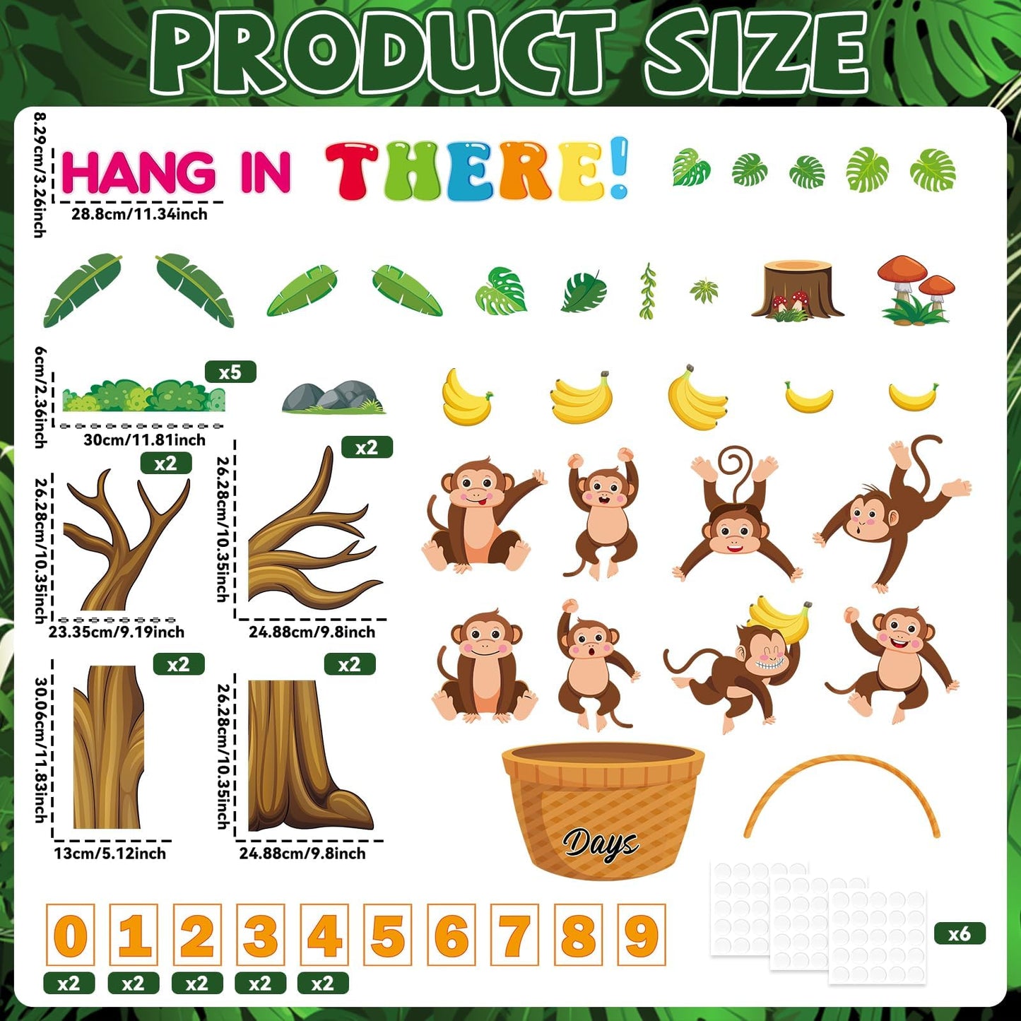 gisgfim End of The Year Bulletin Board Set Countdown to Summer Classroom Decorations Summer Bulletin Board Kit Safari Jungle Monkey Paper Cutouts for School Classroom Home Office Wall Decor Supply
