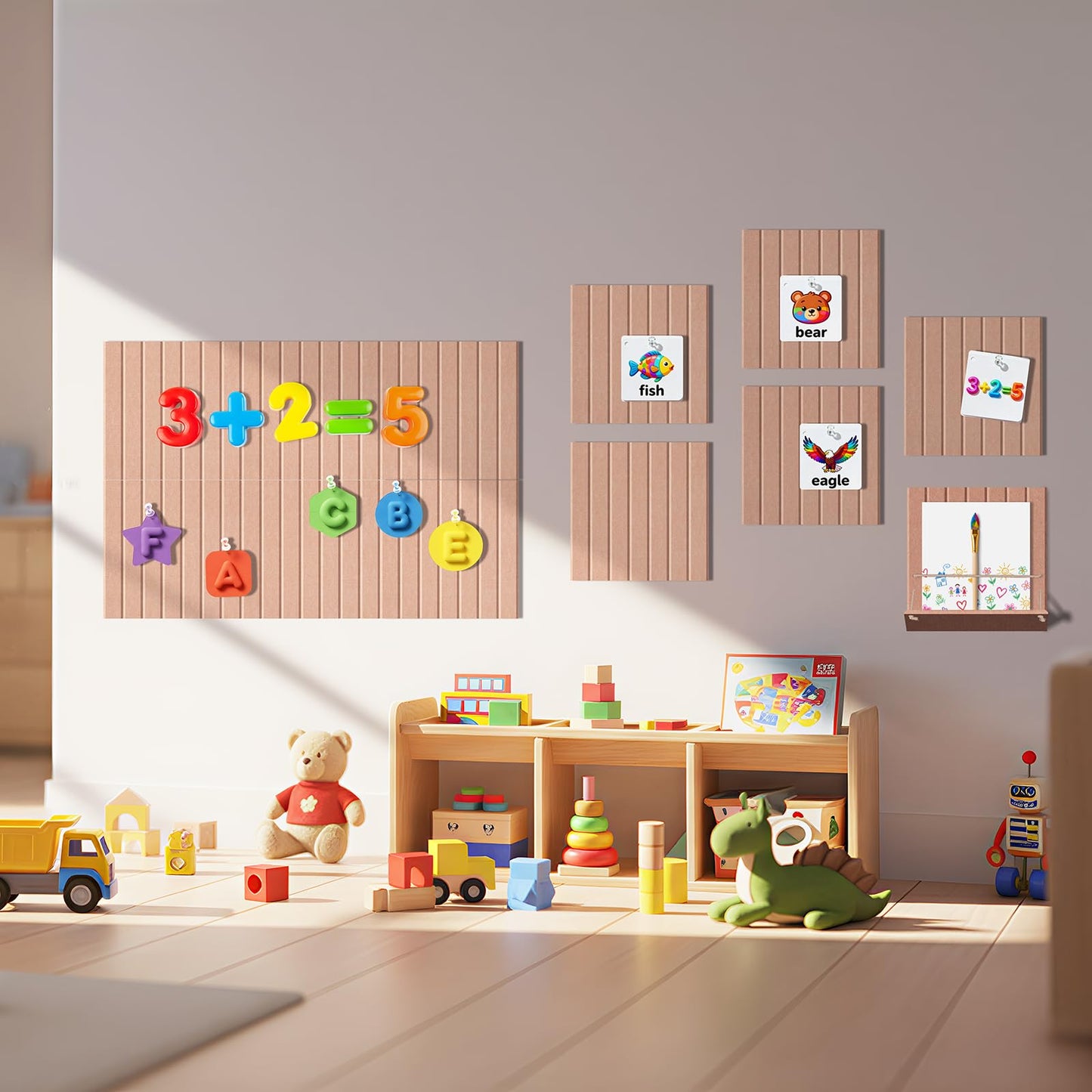 12 Pack Bulletin Boards 48" x 36" Alternative Cork Board for Office,Built-in Storage Device，Large Cork Boards for Walls ， Felt Wall Tiles, Contains Removable Security Stickers and PushPins (V-Pink)