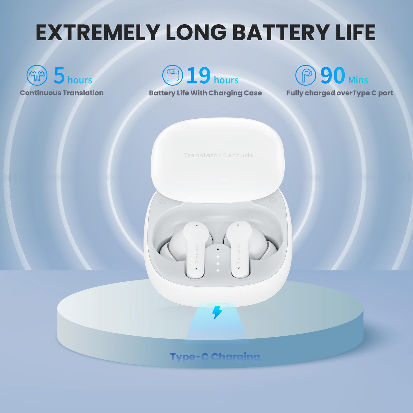 Wooask M3 Translator Earbuds Instant Translation Language Translator Device Support 74 Languages and 70 Accents (Without Offline Package)