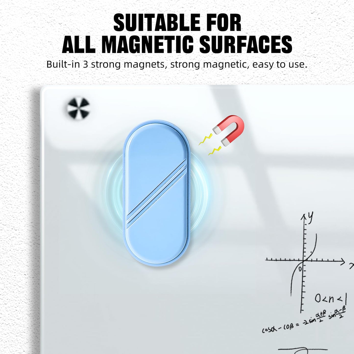 FUNISKETCH Dry Erase Eraser, Detachable Magnetic White Board Erasers - 2 Pack,Glass Board Glass Whiteboard Eraser for Office and School Supplies (Blue)