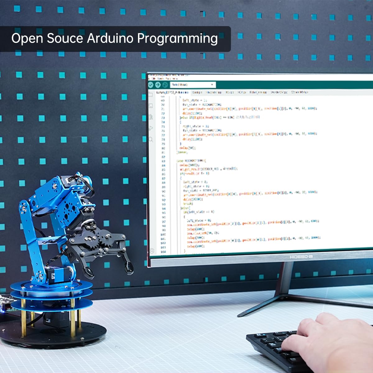 Robotic Arm for Arduino AI Vision & Voice Interaction 6DOF Serial Bus Servo Smart Robot Arm, STEM Project Educational Robot & Engineering Kits, Science/Coding/Programming Set, LeArm AI Advanced Kit