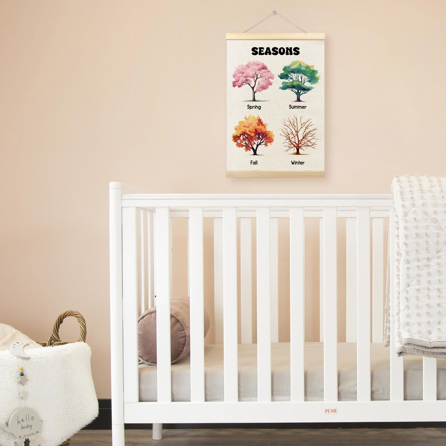 TLESKE Classroom 4 Four Seasons Chart Poster Hanger Frame, Homeschool Hanging Wall Art Decor for Toddlers Kids Room Nursery Playroom, Preschool Prek Learning Educational Poster Print Banner, 12x16
