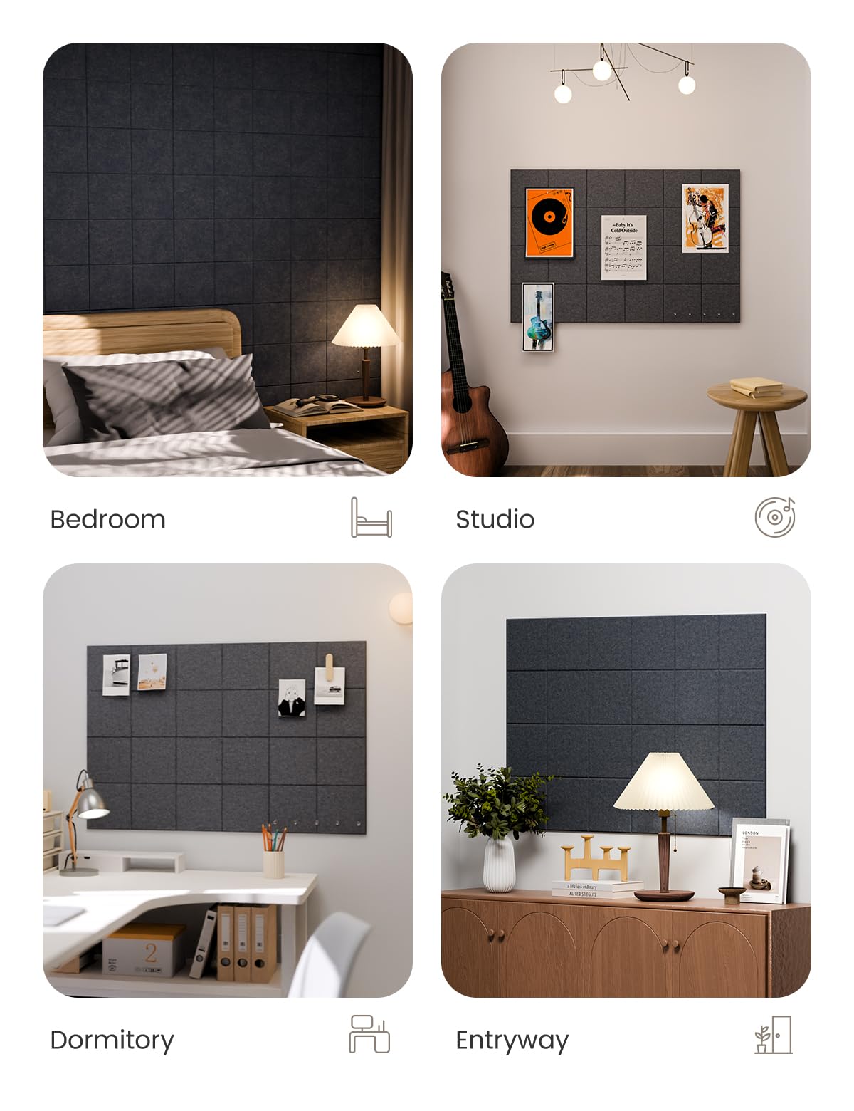 Fluxynara Large Felt Bulletin Board 36" x 24"Cork Board Alternative-6 Pack with 40 Safe Removable Adhesive Tabs, Cork Boards for Walls Cork Board for Home Office Classroom Pin Board-Deep Charcoal Blue