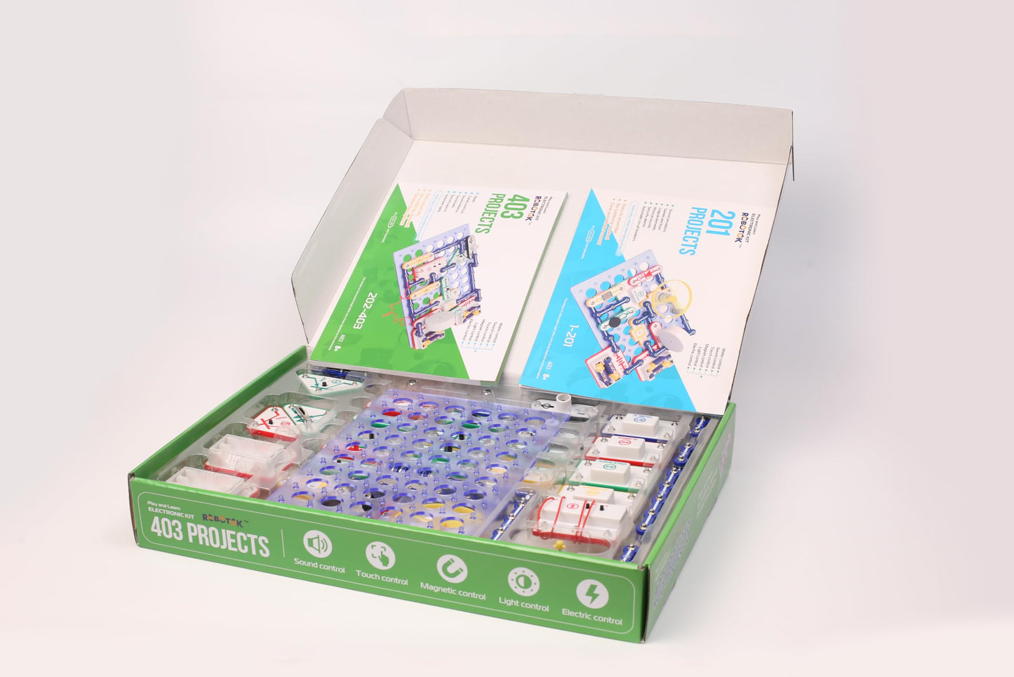 STEM Electronics Circuit Kit for Kids, Over 403 Projects, DIY Electronic Building Blocks, Science Experiment Kit, Educational Toy for Ages 8+ (Mixed Color, 403)