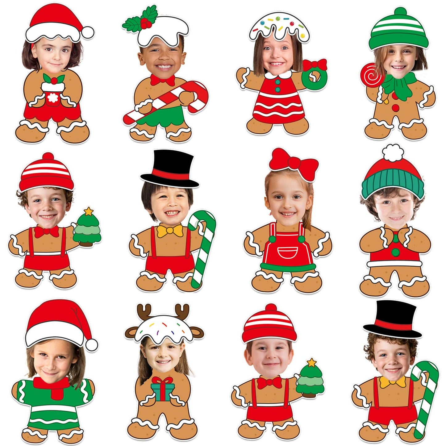 60pcs Christmas Theme Cutouts Gingerbread Man Bulletin Board Decoration Xmas Gingerbread Man Paper Cut-Outs Classroom Decor for Xmas Classroom DIY Craft Photo Wall Door Christmas Winter Party Supplies