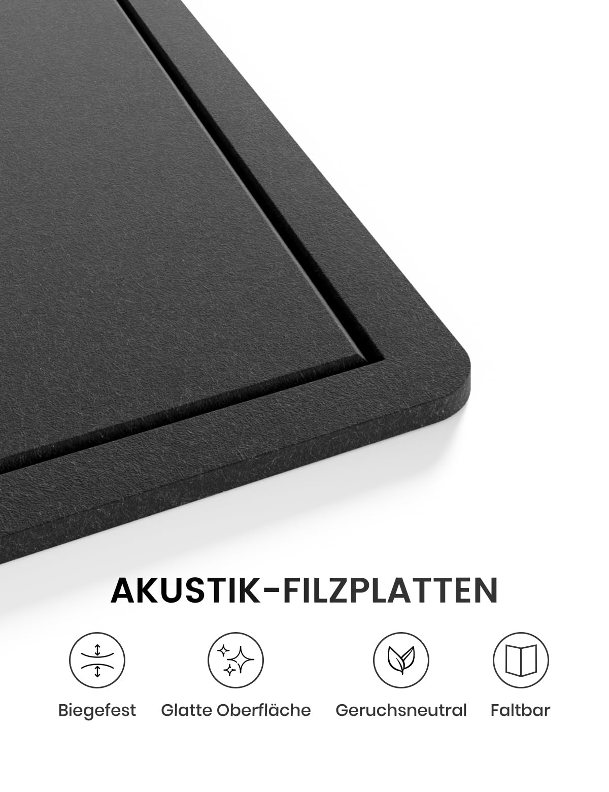 Fluxynara Large Bulletin Board, 47.2" x 35.4" Cork Board Alternative with 24 Safe Removable Adhesive Tabs, Foldable Felt Pin Board for Home Office, Classroom, Bedroom,Entryway for Walls—Black