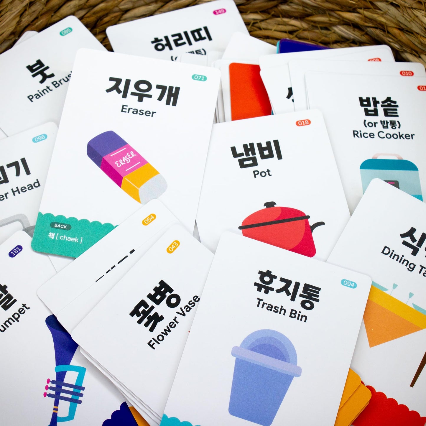 Stellarsol Korean Flashcards 2-Pack Beginner Gift Set - 40 Hangul, Numbers, Colors & Things Around The House Voc for Beginners with MP3 Audio