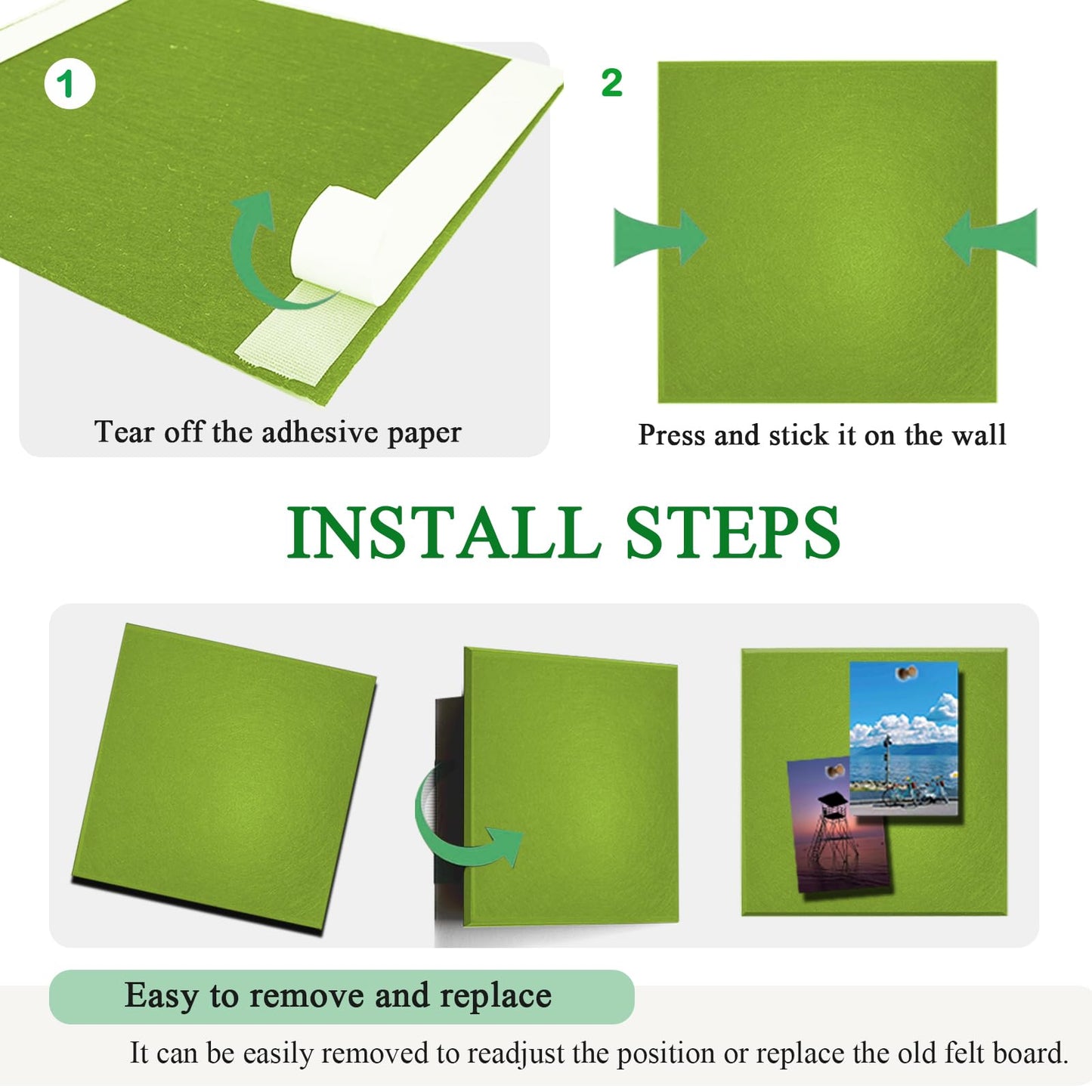 Leallace Green Felt Cork Tiles, 24" x 36" Large Cork Board, Bulletin Board for Christmas Decorations, 6 Pack Felt Boards with 30 Pushpins, Cork Boards for Office, Classroom, Home