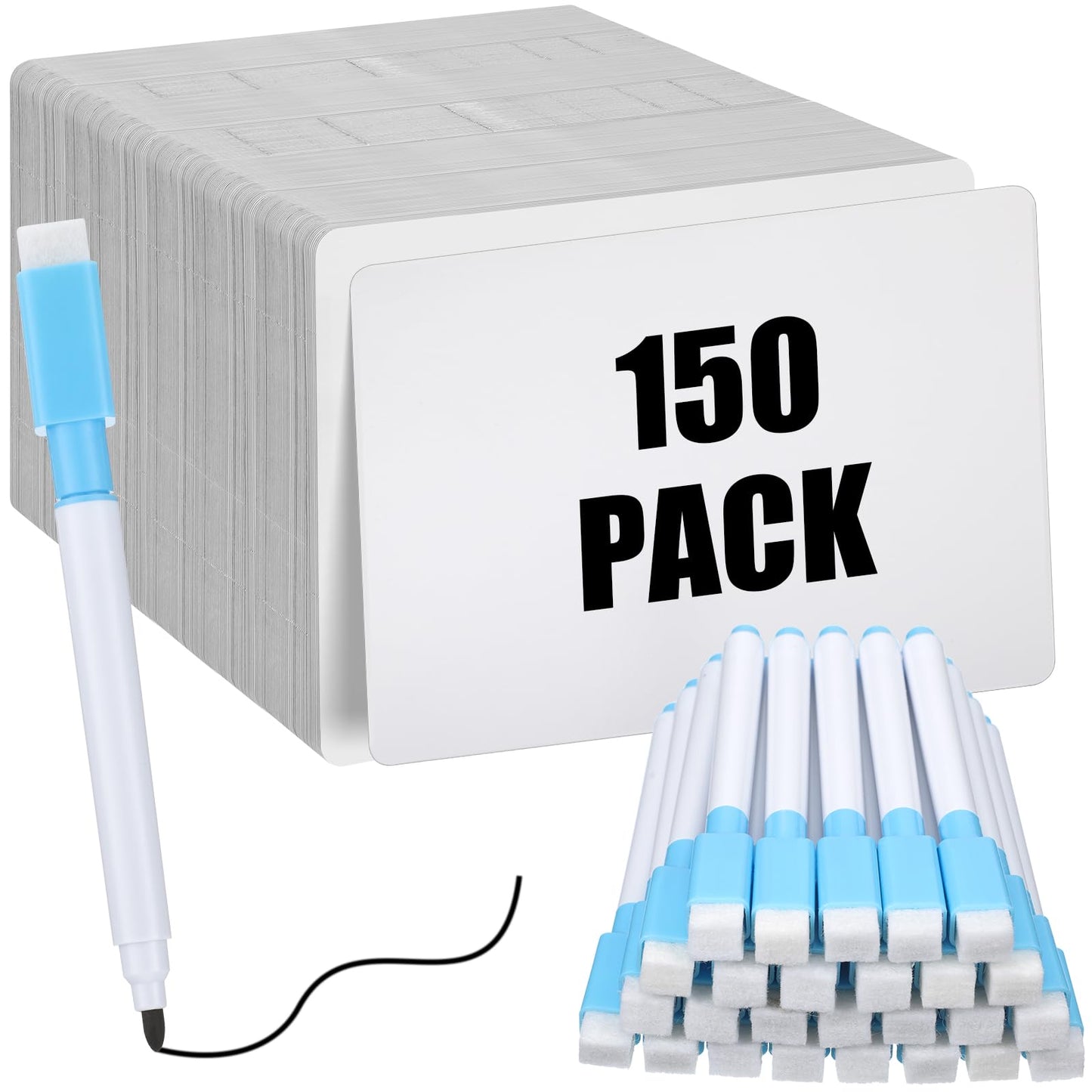 Fulmoon Dry Erase Lapboard Set with Markers Dry Erase Boards Classroom Pack Small White Board 9"X12" Mini Double Sided Whiteboard Set Lapboards for School Supplies(150 Pcs)