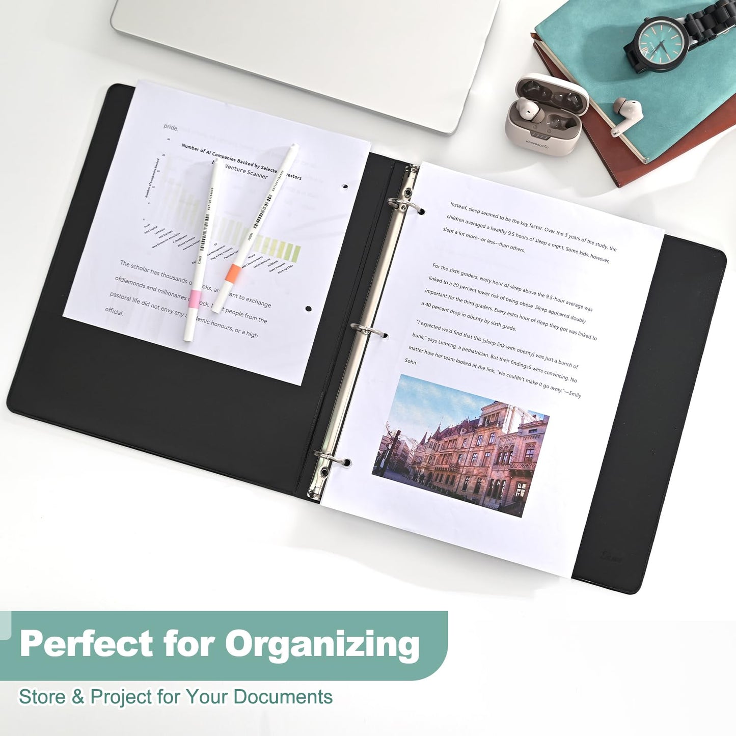 SUIN1-Inch 3-Ring-Binder, Customizable Clear View Cover, for US Letter Size 8-1/2 x 11'', Perfect for Office/School (Black - 12 Packs)