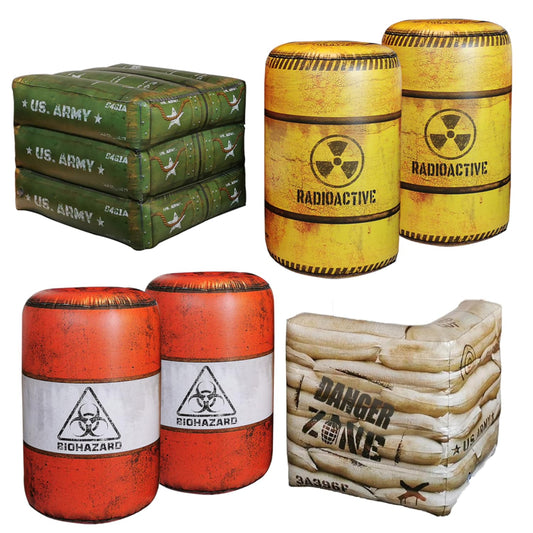 NINOSTAR Package Combat Battlefield Inflatables, Compatible with Laser tag, Water Gun for Boys Birthday Party Activities and Decoration.