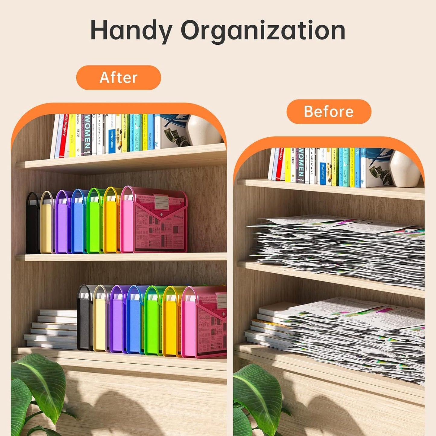 XingDuing 3 Pack Plastic Expanding File Folder, Transparent Envelopes with Snap Closure, Fit Letter/A4 Size for School/Office/Home/Hospital, No Dividers, Large Capacity-3 Colors