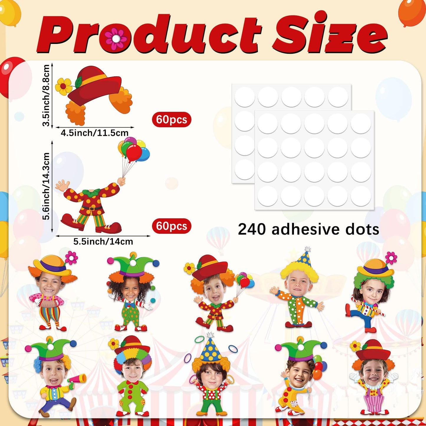 60pcs Circus Theme Cutouts Clown Juggling Bulletin Board Decorations Carnival Circus Paper Cut-Outs Classroom Decor for Boys Girls Classroom DIY Crafts Photo Kindergarten Preschool Wall Door Supplies