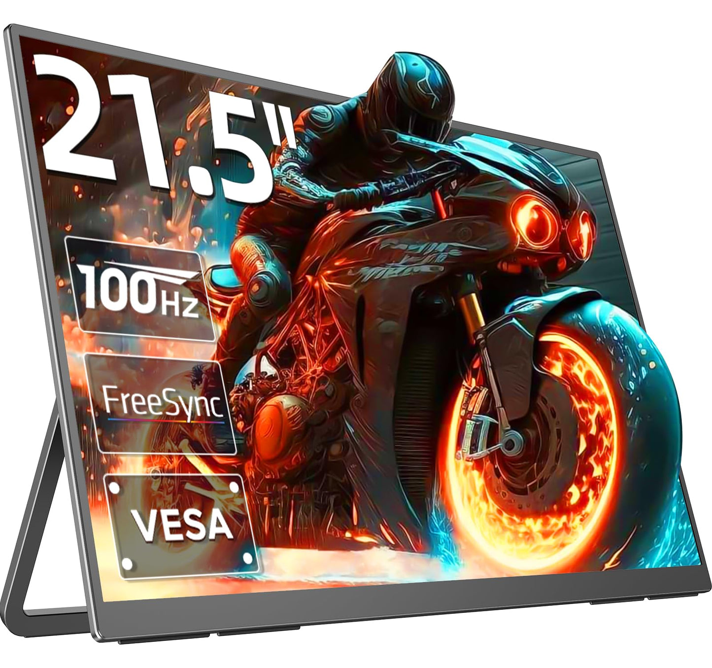 EVICIV Portable Monitor 100Hz 21.5”, 100% DCI-P3 QLED Portable Gaming Monitor, 1ms FreeSync, 400Nits, USB-C & HDMI, VESA & Stand, Large Travel Second Screen for Laptop, Computer, Game Consoles
