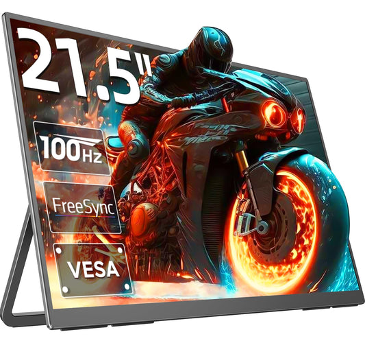EVICIV Portable Monitor 100Hz 21.5”, 100% DCI-P3 QLED Portable Gaming Monitor, 1ms FreeSync, 400Nits, USB-C & HDMI, VESA & Stand, Large Travel Second Screen for Laptop, Computer, Game Consoles