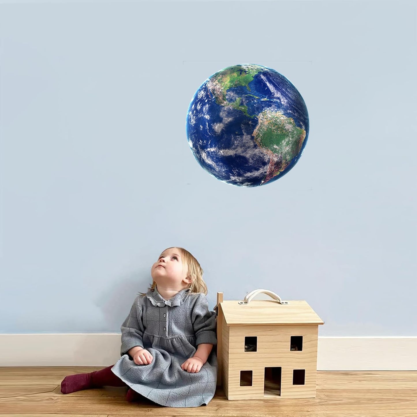Earth Wall Decal,14.6" iinuu Planet Sticker for Classroom,Office and Bedroom,Space Theme Gift for Astronomy Lovers