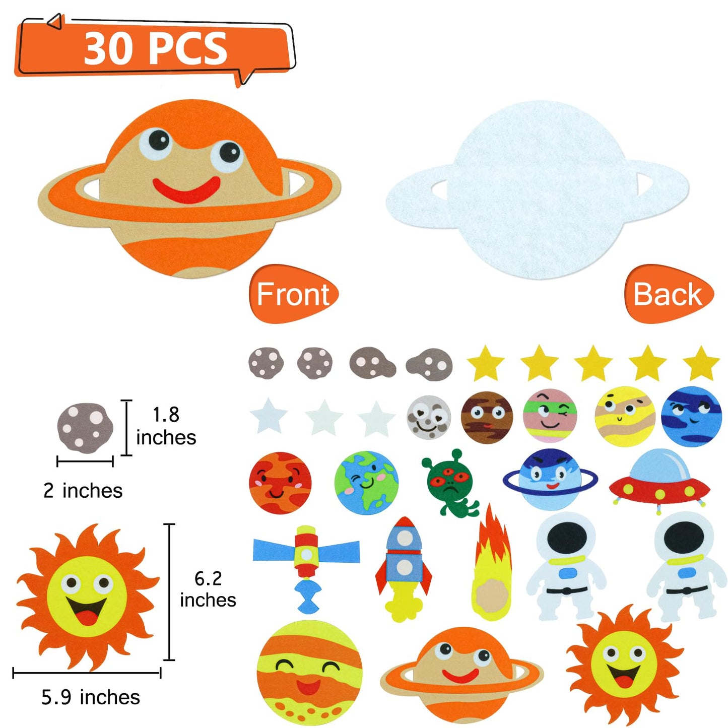BXI 30 Pcs Universe Felt Board Story Pieces Set for Toddlers, Preschool & Kindergarten, Precut Felt Marine Life Figures for Preschool Crafts Activity Early Learning Storytelling