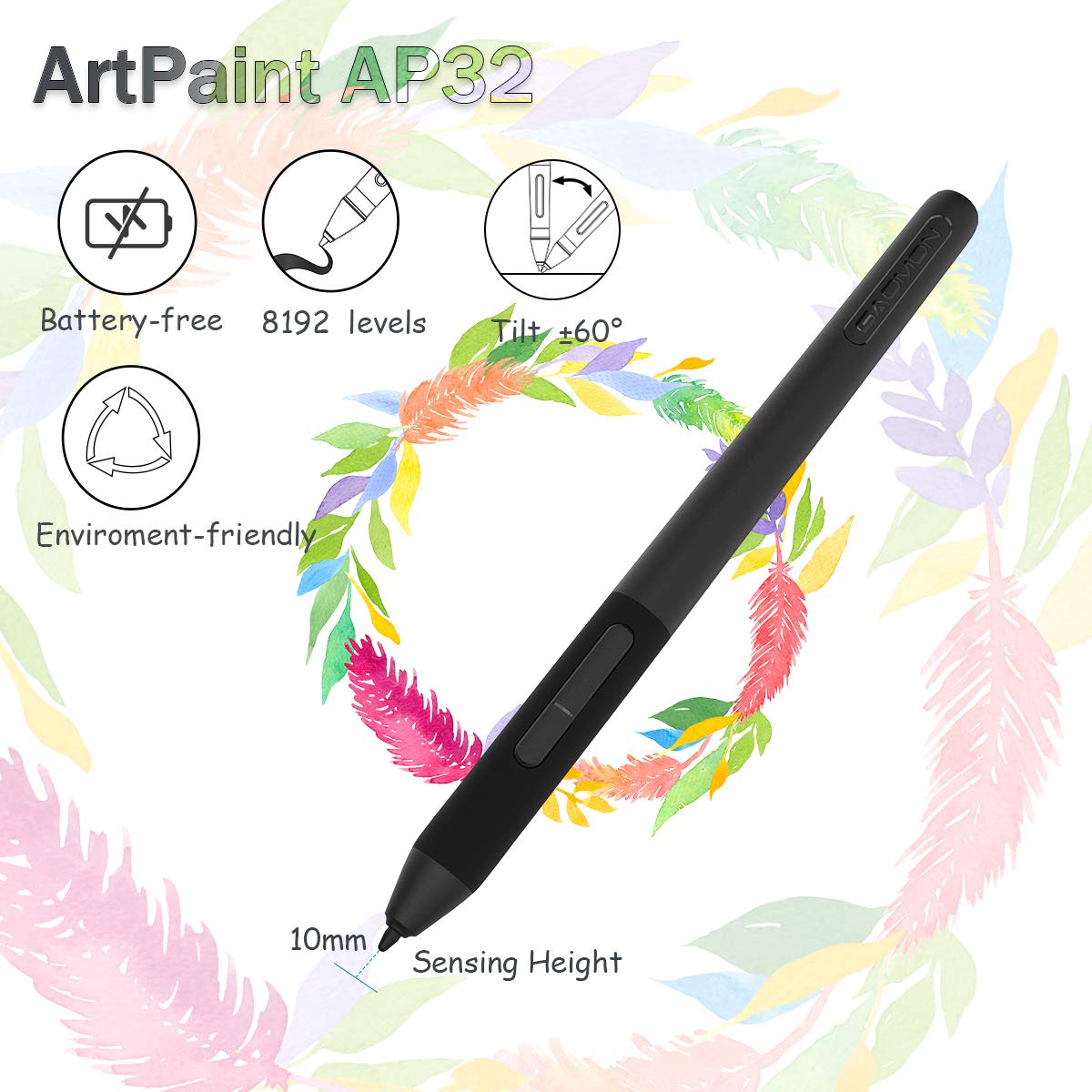 Drawing Tablet GAOMON M106K PRO 10 x 6.25 inches Large Graphic Tablet, Digital Art Tablet Supports Tilt Function with 12 Shortcut Keys, Battery-Free Stylus, Work with Mac, Windows PC & Android