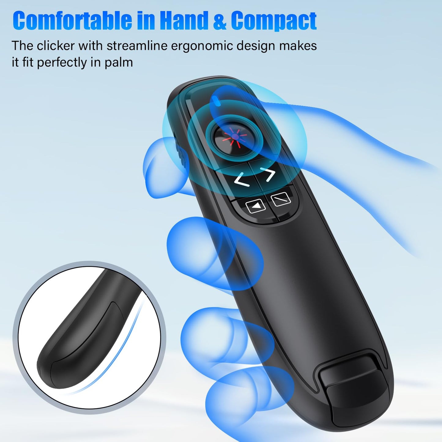 Presentation Clicker Wireless Presenter Remote Clicker, USB C PowerPoint Clicker for Presentation, RF 2.4GHz Computer Presenter Clicker Slide Advancer for Google Slides,Mac,Laptop