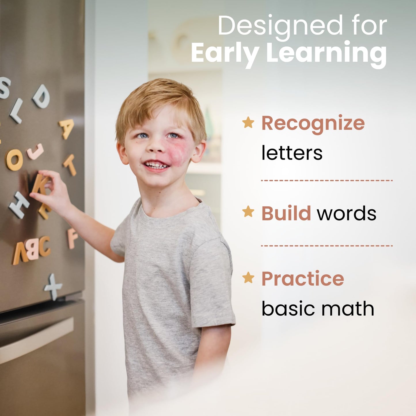 Gale Tots Magnetic Letters and Numbers for Kids, 135 Neutral Aesthetic Premium EVA Foam Alphabet Magnets for Fridge, Color-Coded Vowels, Uppercase Lowercase Numbers and Symbols, Ages 3 and Up