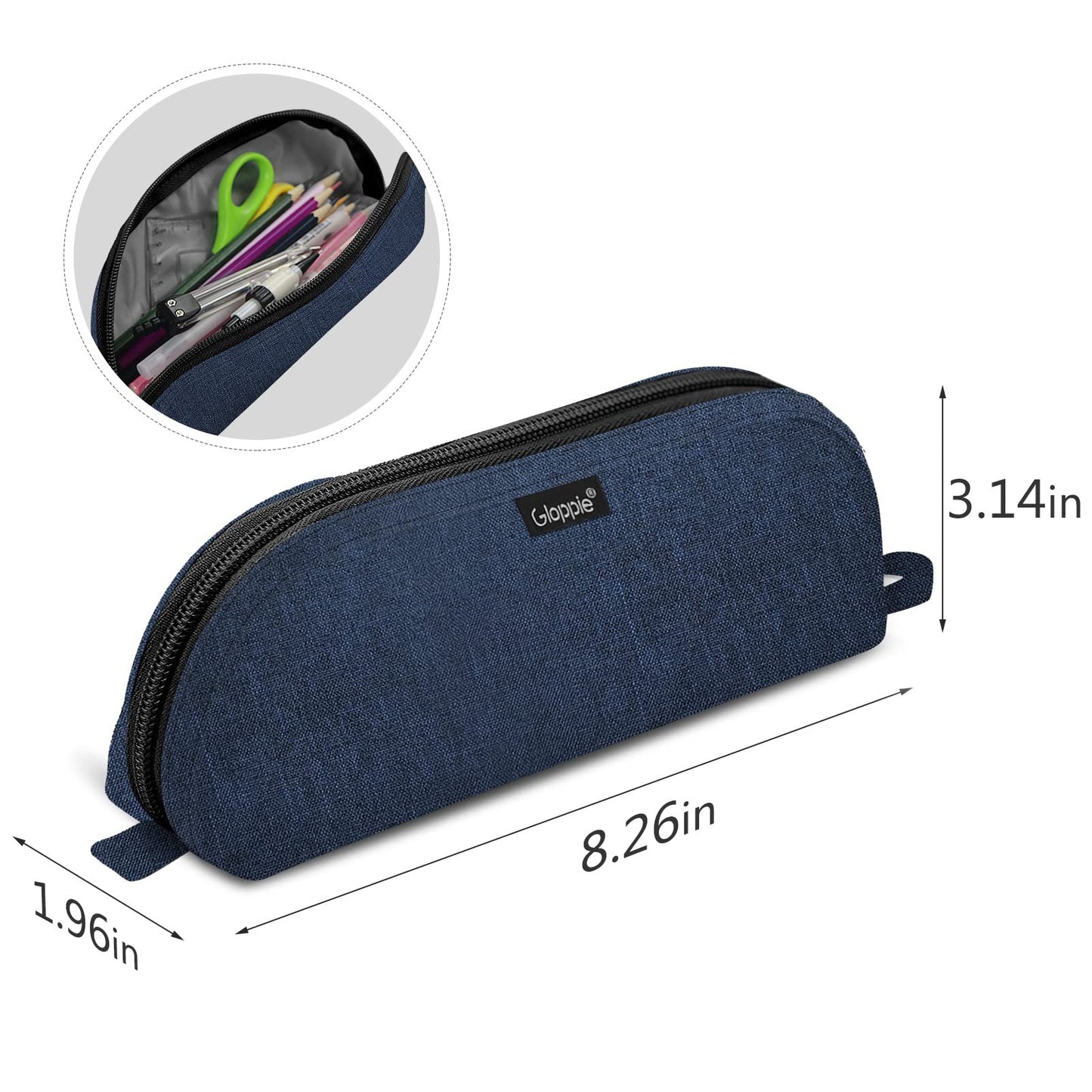 Gloppie Pencil Pouch - Practical Pencil Case, Aesthetic Simple Pencil Bag, Small Pen Holder, Back to School Supplies for Girls Boys, Blue