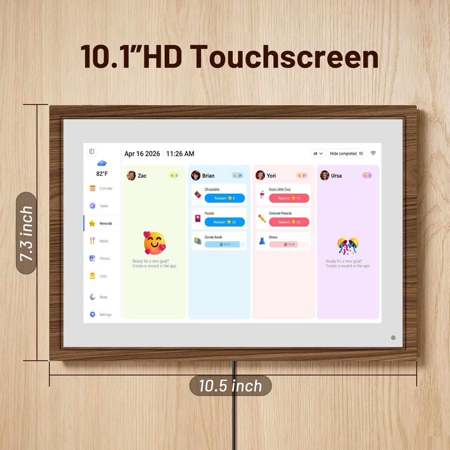 10.1 Inch Digital Calendar & Chore Chart – Smart Touchscreen Interactive Display, Electronic Calendar for Family Organization, Digital Wall Calendar& Desk calendar for Family Schedules, family calendar for wall