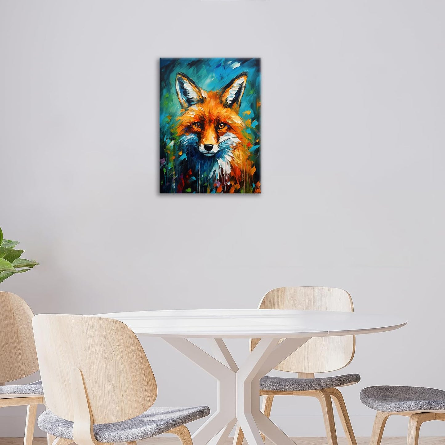 Fox Decor Wall Art Banksy Fox Pictures Wall Decor Canvas Prints Framed Artwork Paintings Poster Fox Gifts Decorations for Home Kitchen Bedroom Living Room Bathroom Office 12"x16"