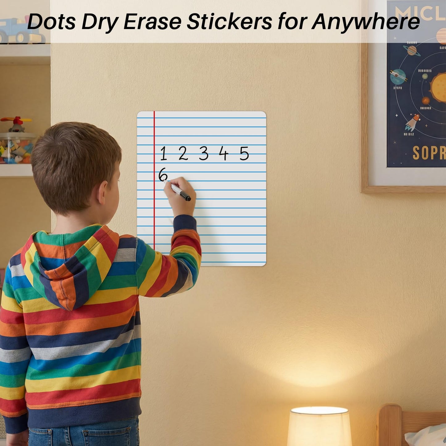 Lincia 12 Pcs Large 12'' Dry Erase Dots for Classroom Table Removable Dry Erase Circles Table Dots for Wall Decals, Whiteboards, Desks, Wall Decals Student, Teacher School Supplies