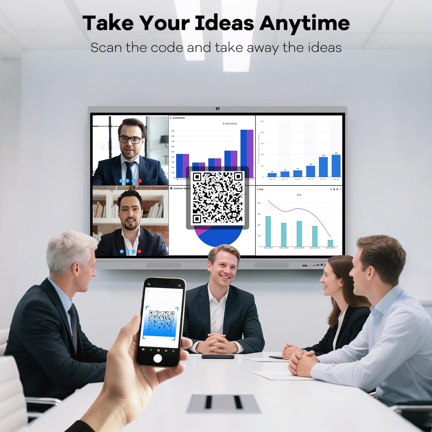 HLEC 55" Interactive Smart Board, 4K UHD Touchscreen Digital Whiteboard, Electronic All-in-One Computer for Classroom Home Office Studio Display, 20-Touch 13MP Camera(Wall Mount Included)