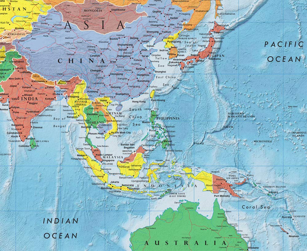 Swiftmaps World Premier Wall Map Poster Mural 24h x 36w